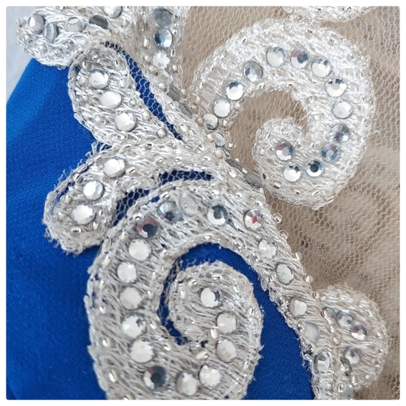 Vintage Royal Blue Embelled Gown by LARA - Picture 3 of 8